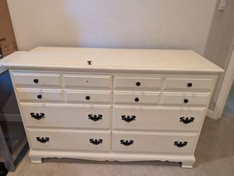 White Wood Dresser with Mirror attachment