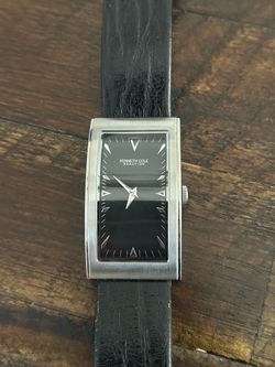 Kenneth Cole — black leather/rectangle