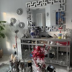 Glass  Console And Mirror Glass