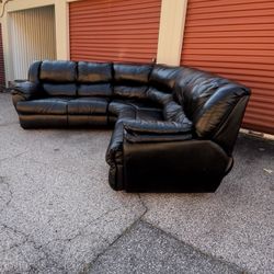 Black Leather Sectional