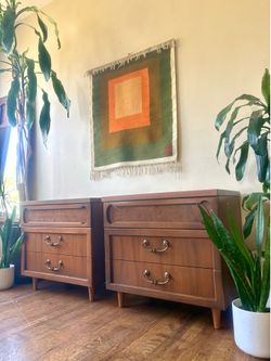Stunning Pair Kent Coffey Brutalist Nightstands