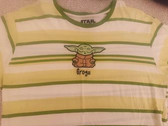 Star Wars Grogu Green Striped Graphic Shirt XL