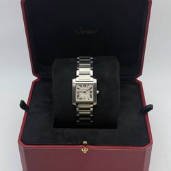 Cartier Tank Francaise Stainless Steel Silver Roman Dial Large 28x32mm Automatic Womens 2302 Watch Box Appraisal
