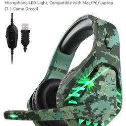 New ENVEL USB Gaming Headset for PC/PS4/PS5, 7.1 Surround
Sound Wired Headphones for Computer,Omnidirectional
Microphone LED Light Green