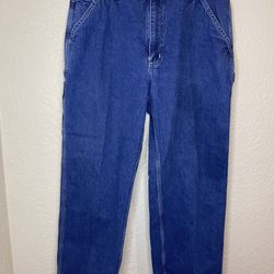 Vintage Carhartt Carpenter Jeans Dark Wash Work Wear Denim Baggy Dungarees 90s