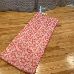kids Pink Sleeping Bag 58 x51 in Overnight Sleep Overs Camping