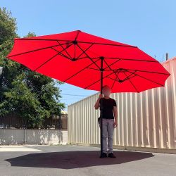 New $95 Large 15 FT Double Sided Umbrella Outdoor Patio Garden Yard (Weight base not included)