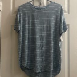 Brand New Time And Tru Ladies Blue & White Stripe Tee Size S 