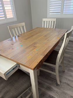 Wood Dining Table with 4 Chairs