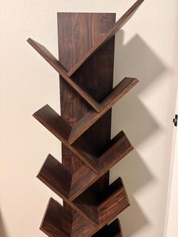 Title: Dark Walnut Tree Bookshelf / Unique Modern Book Tower – $80
