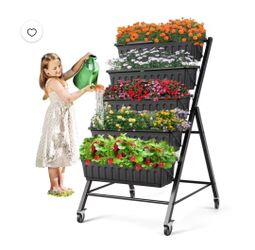 Rolling 5 tier planter shelf unit