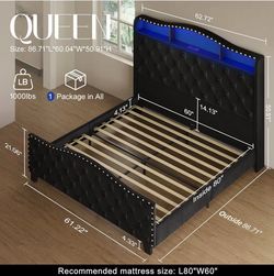 Belffin Queen Size Bed Frame and Headboard, 50.9" Velvet