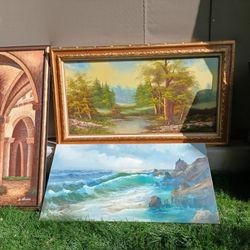 Beautiful Nature Landscape Painting Trees 56" X 32"