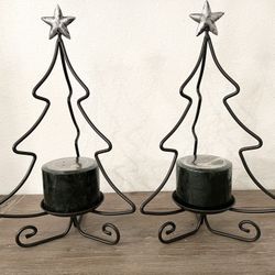 Longaberger Christmas Tree Wrought Iron #71562 Candle Holder w/ Longaberger Christmas Pine Candles