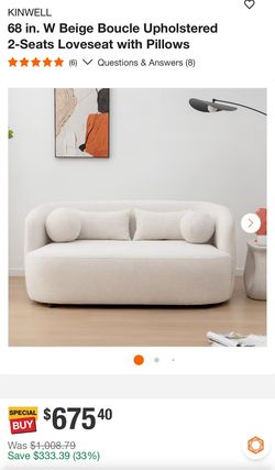 Boucle Sofa/Loveseat (Ivory/off White Color)