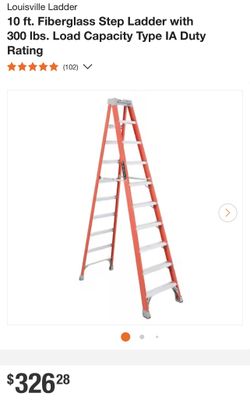 10 ft Louisville FS1510 Fiberglass Step Ladder with 375 lbs. Load Capacity Type IAA Duty Rating
