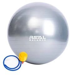 Real Balance Exercise Yoga Ball, Home Ball 29.5 Inch, Silver