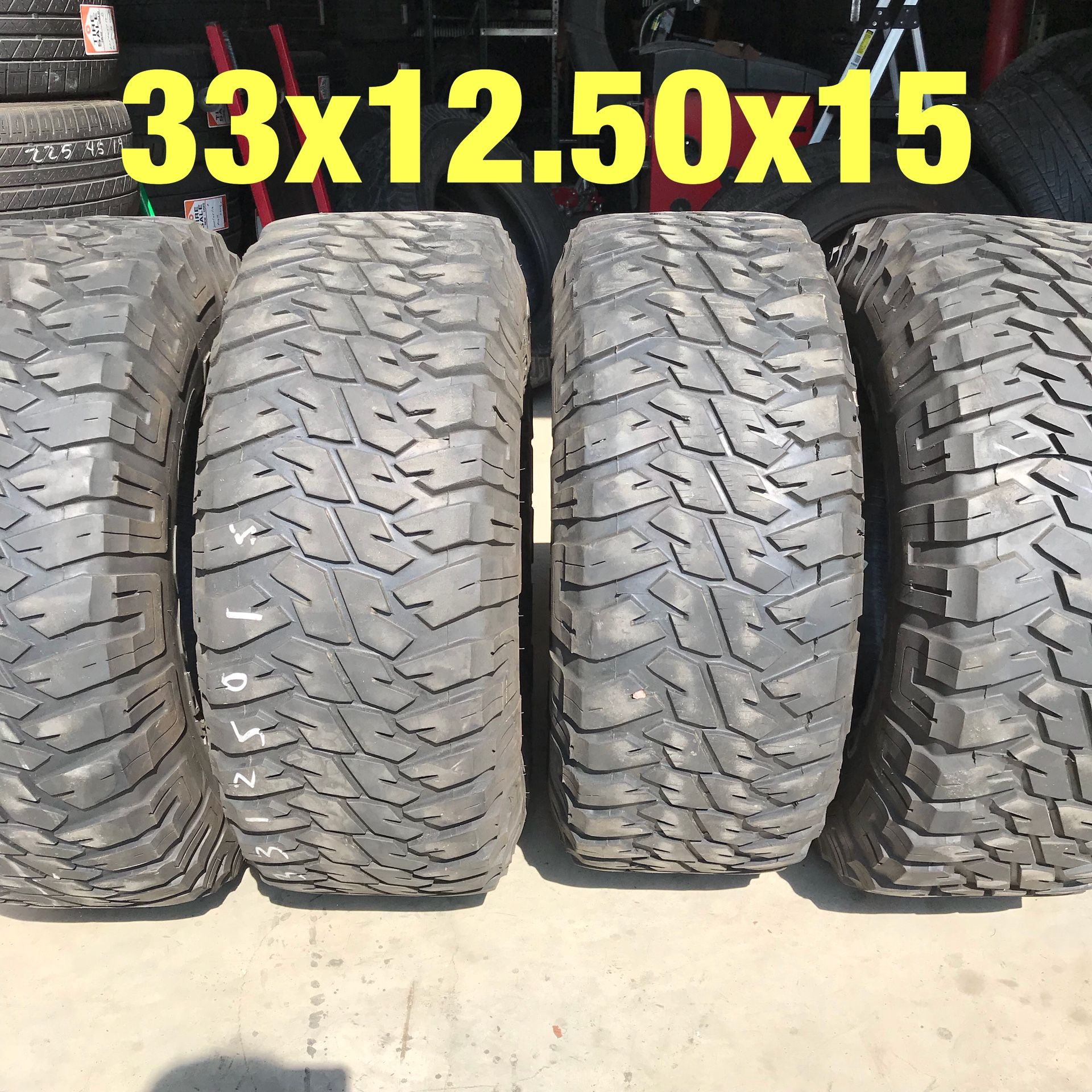 4 used tires 33x12.50x15 Goodyear MTR