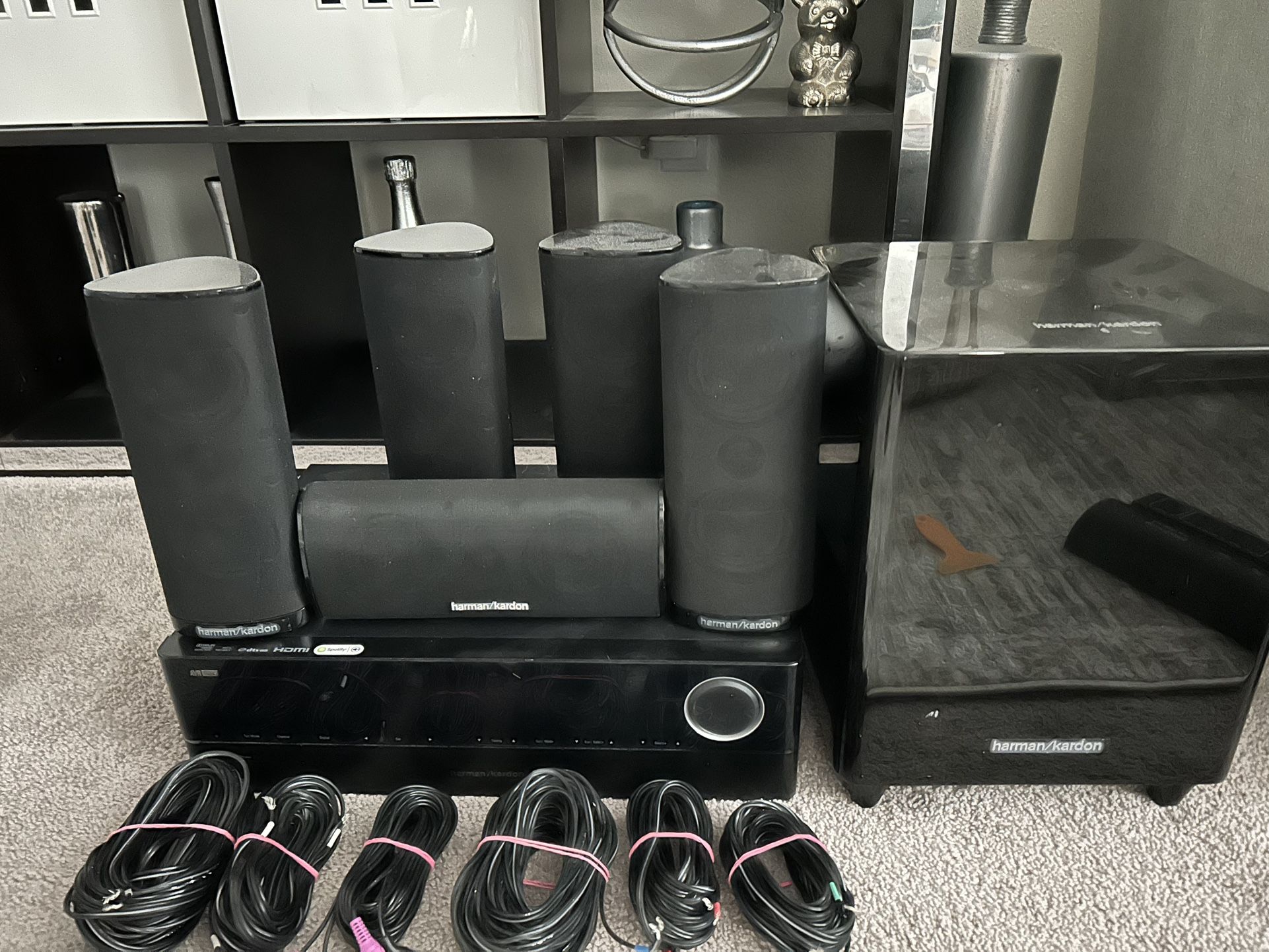Premium Harman Kardon HKTS 9/16 5.1 Speaker System + AVR 1510 Receiver – $400 (Used, Works Great!)