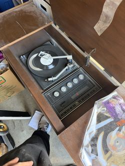 Vintage Sears Silvertone console stereo with turntable