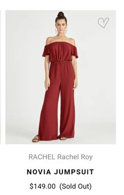 Rachel Roy Women's Short Sleeve Wide Leg Evening Jumpsuit Red Size Large