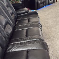 Boyington black leather power zero gravity sofa and love seat