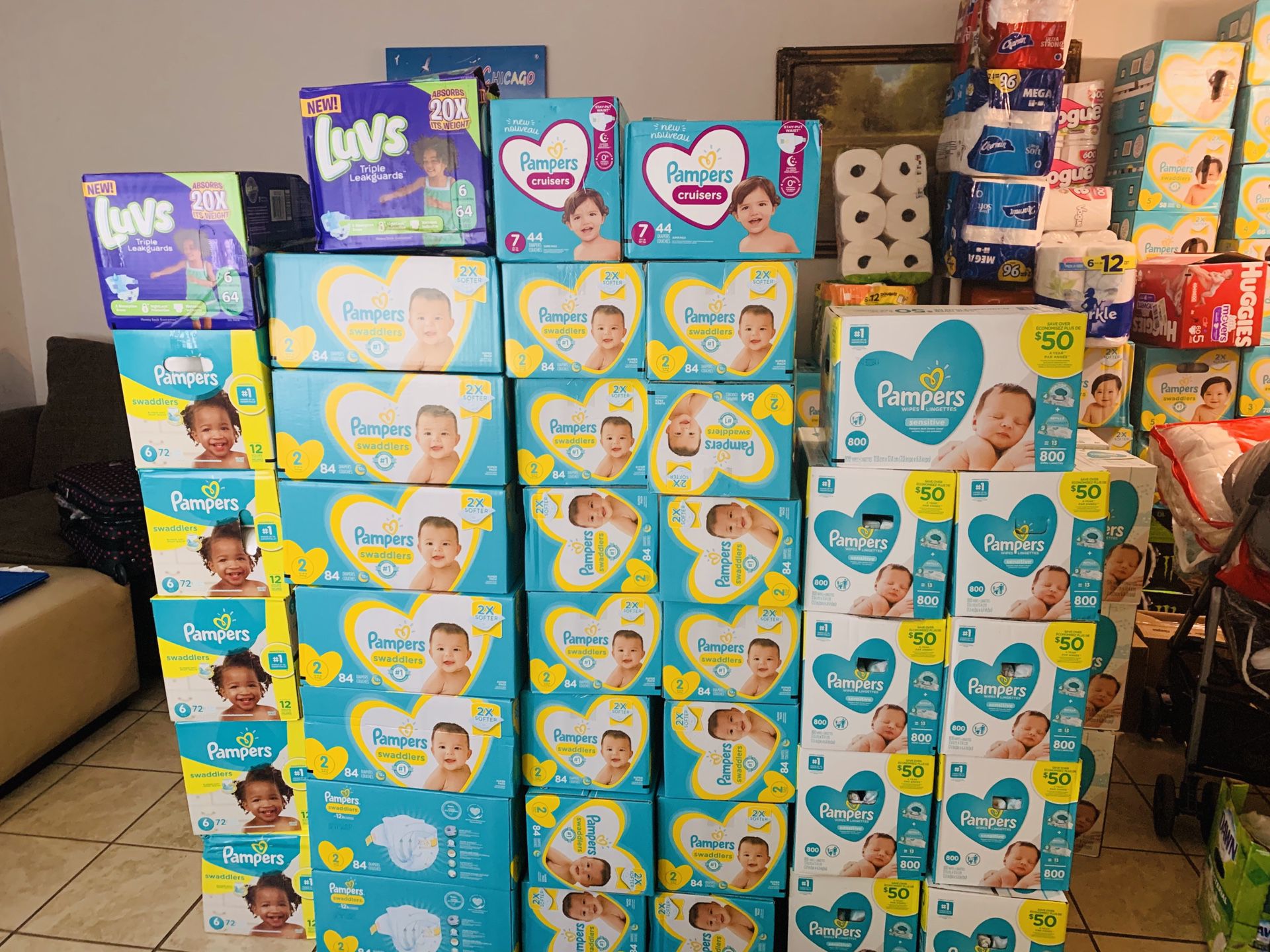 Diapers pampers and wipes