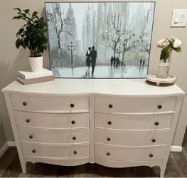 Elegant Ivory Curved Dresser | French Provincial Style