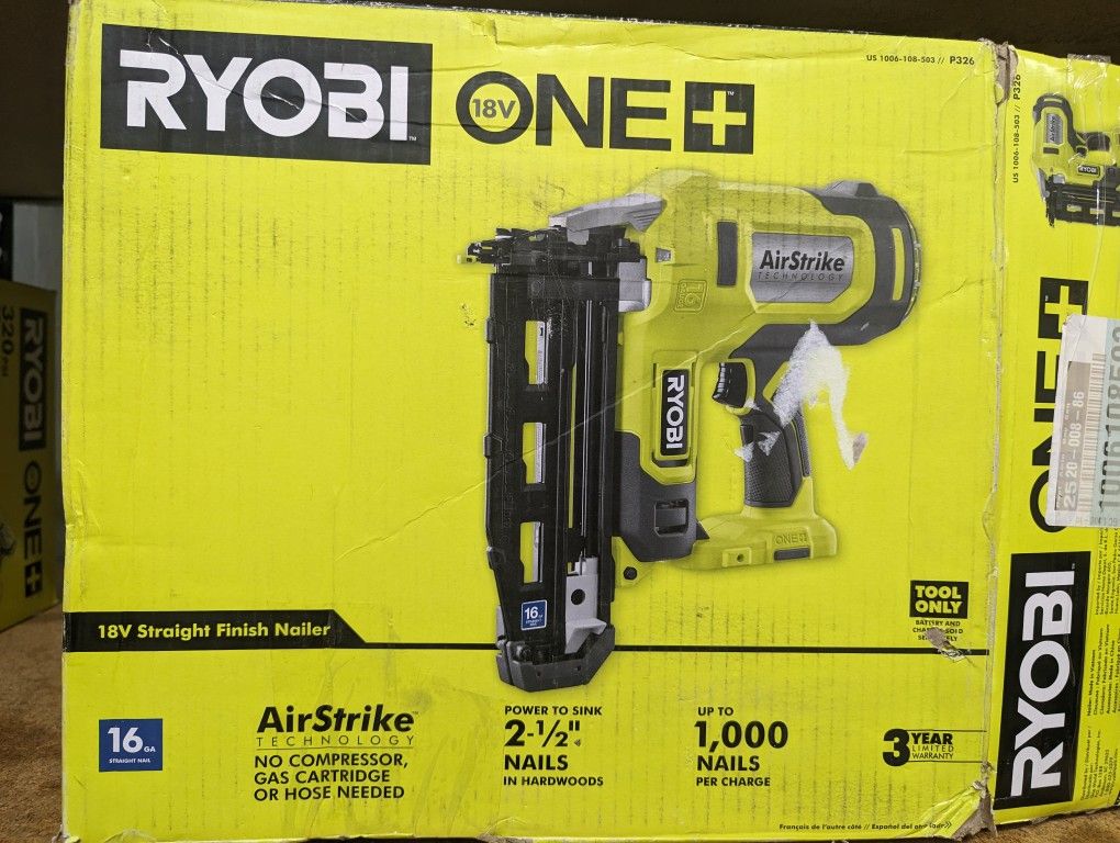 RYOBI ONE+ AirStrike 18V Cordless Finish Nailer, 16 Gauge (Tool Only)