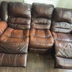 3 Pc Leather Non-Power Reclining Living Room Set