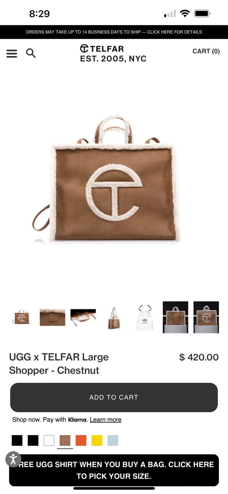 UGG TELFAR LARGE BAG 150OBO
