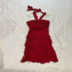 Red Fringed Dress Size 2