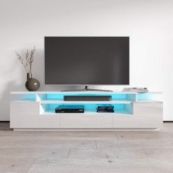 LED TV Stand,Modern High Gloss TV Console with 20 Color LEDs/Remote Control Lights,Media Console Entertainment Center for Up to 85 inch TV,TV Cabinet 