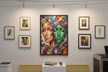 Large Framed Street Art Portrait Print