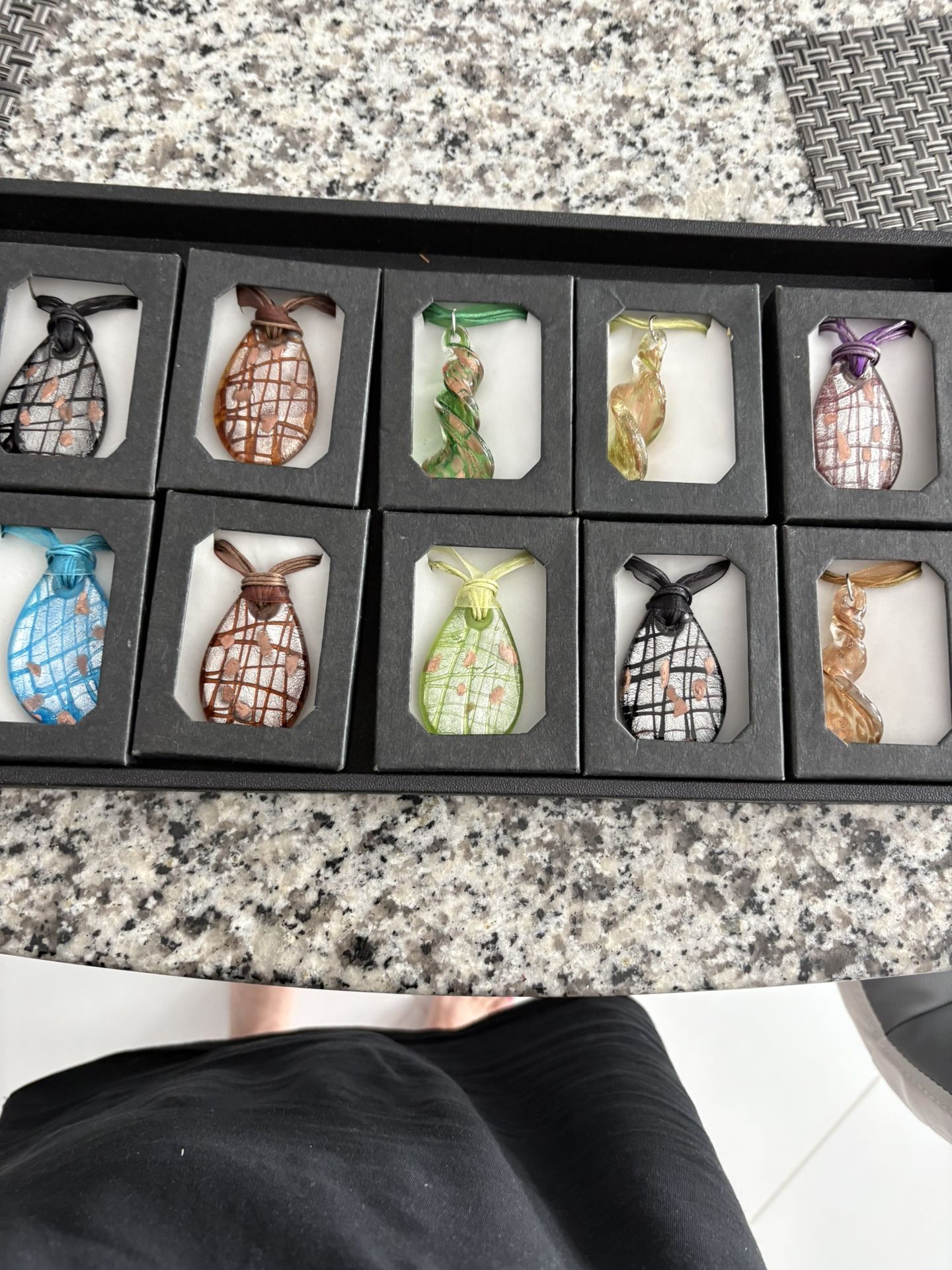Individual box twist Marano glass necklaces, a variety of colors