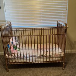 Pink Metal Crib And Mattress
