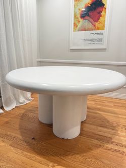 Round White Concrete Dining Table -56”- Seats 6