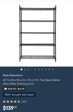Black Metal Storage Rack 5-Tier – NEW & STILL in Box