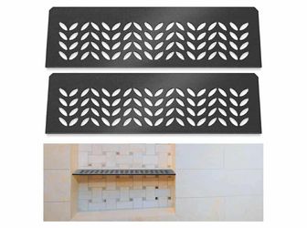 New 1 Pcs Aluminum Shower Niche Rectangular Shelf Black 5/32"/ 4 mm Thick, Petal Design, Matte Black Finish for 12" Prefabricated Niches, Fits 5/32" G