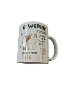 A Woman  Cannot Survive On Coffee Alone! Porcelain Coffee Cup Mug 11oz