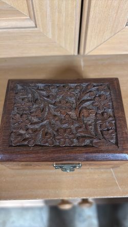 Hand-Carved Wooden Jewelry Box
