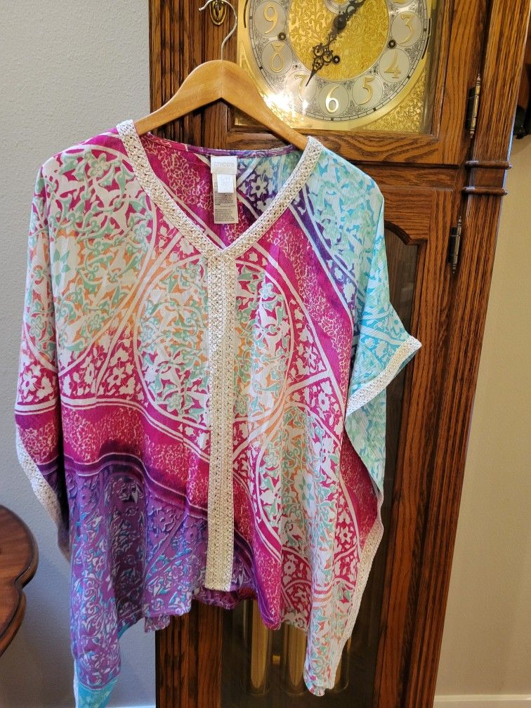 Chico's Size S/M poncho Style Summer Blouse