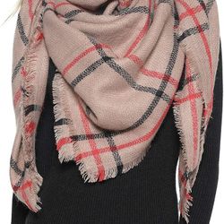 Trendy  Plaid Blanket Scarf Women Big Oversized Long Scarves