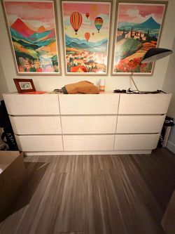 West Elm Painted Raffia 9-Drawer Dresser