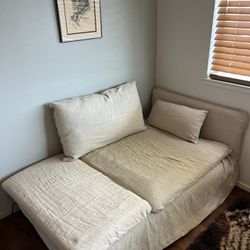 Natural Linen Small Couch/Daybed