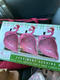 Flamingo Christmas Condiment Serving Set