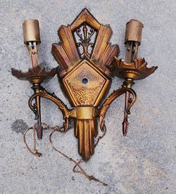 Antique  Art Kast Brand Pot Metal Sconce Light Fixture