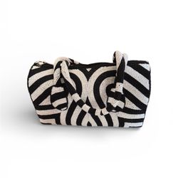 Blk & White Beaded Handbag 