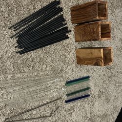 Straws, Chopsticks, And Wooden Holders 