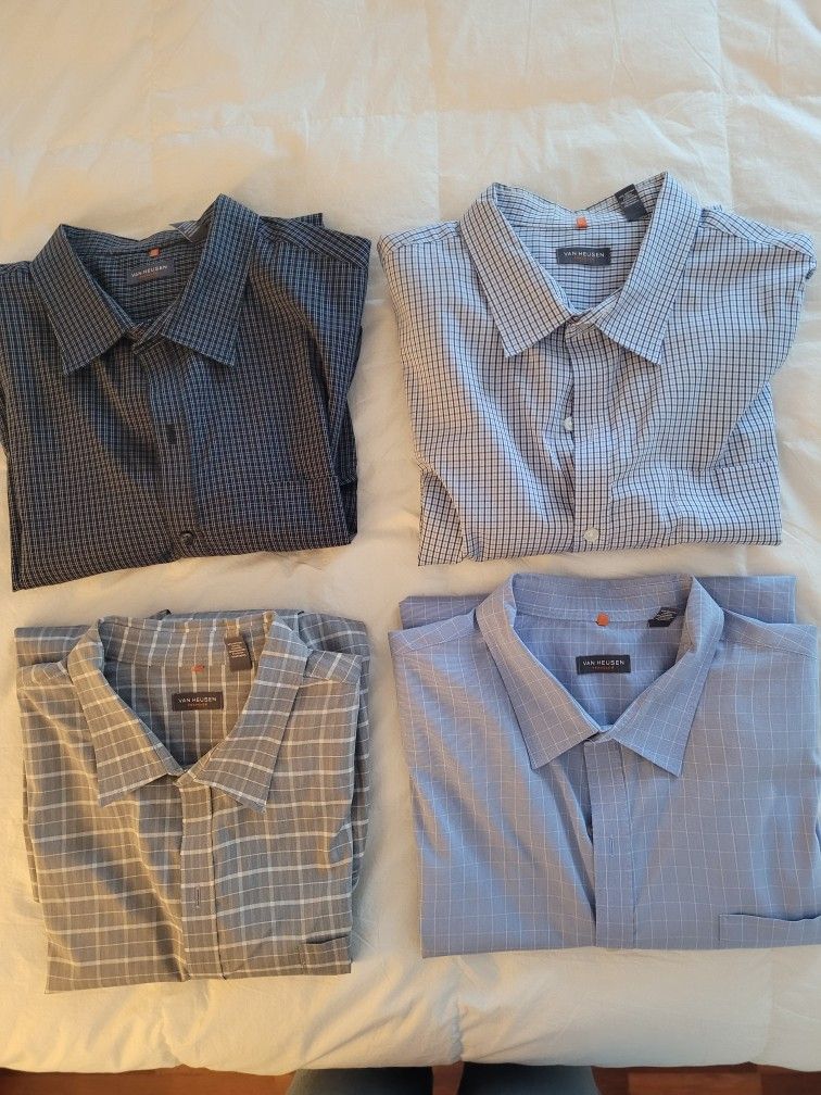 4 Van Heusen Traveler Long Sleeve Button Down Shirts